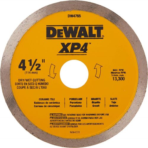  DEWALT Diamond Blade for Porcelain Tile, Wet/Dry, 4-1/2-Inch (DW4765)