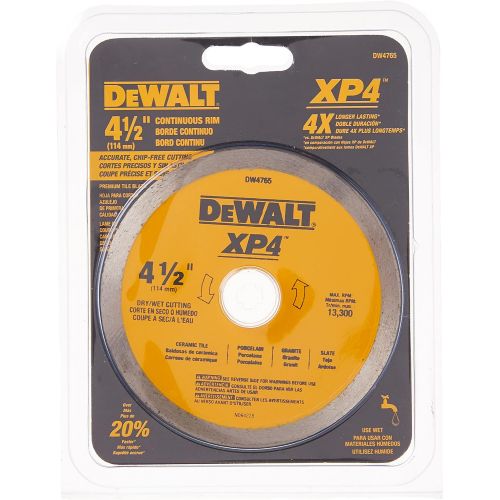  DEWALT Diamond Blade for Porcelain Tile, Wet/Dry, 4-1/2-Inch (DW4765)