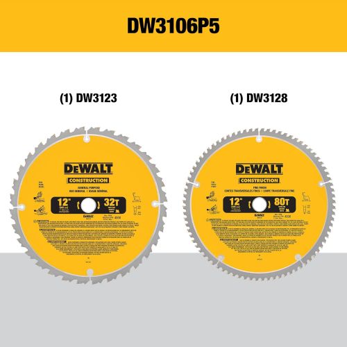  Dewalt Accessories DW3128P5 12-Inch Construction Combination Circular Saw Blade Pack