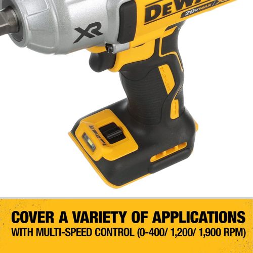  DEWALT 20V MAX XR Impact Wrench Kit, Brushless, High Torque, Detent Anvil, 1/2-Inch (DCF899P1)