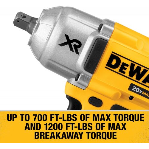  DEWALT 20V MAX XR Impact Wrench Kit, Brushless, High Torque, Detent Anvil, 1/2-Inch (DCF899P1)