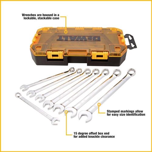  DEWALT Combination Wrench Set, Metric, 8 Pieces (DWMT73810)