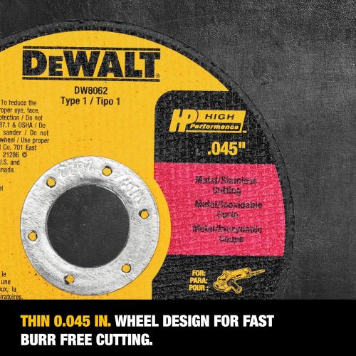  DEWALT Cutting Wheel, General Purpose Metal Cutting, 4-1/2-Inch, 5-Pack (DW8062B5)