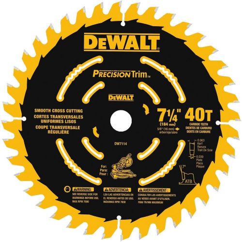  DEWALT DW7114PT DEWALT DW7114PT 40T Precision Trim Miter Saw Blade, 7-1/4