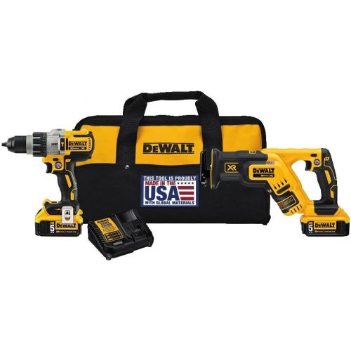  DEWALT 20V MAX XR Cordless Drill Combo Kit, Brushless, 5.0-Ah, 2-Tool (DCK294P2)