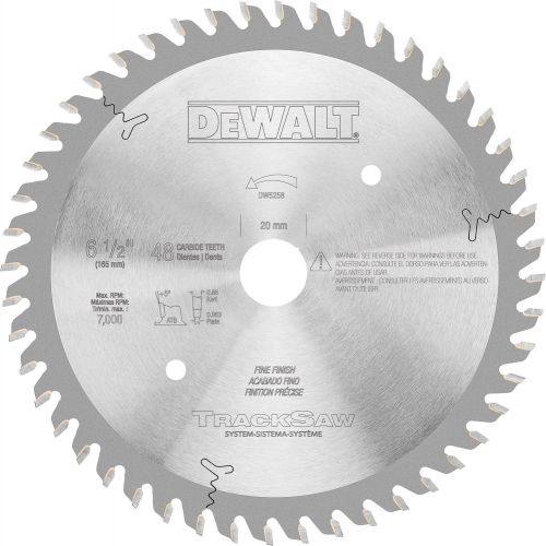  DEWALT Tracksaw Blade, Ultra Fine Finishing, 48-Tooth, 6-1/2-Inch (DW5258)