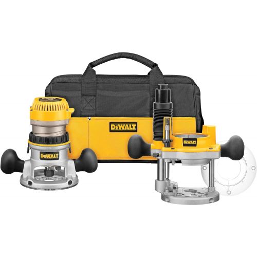  DEWALT Router, Fixed/Plunge Base Kit, Variable Speed, Soft Start, 2-1/4-HP (DW618PKB)