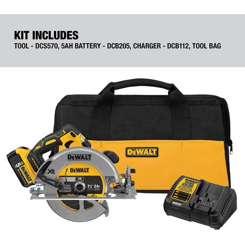  DEWALT 20V MAX 7-1/4-Inch Cordless Circular Saw with Brake Kit (DCS570P1)