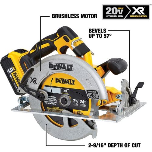  DEWALT 20V MAX 7-1/4-Inch Cordless Circular Saw with Brake Kit (DCS570P1)