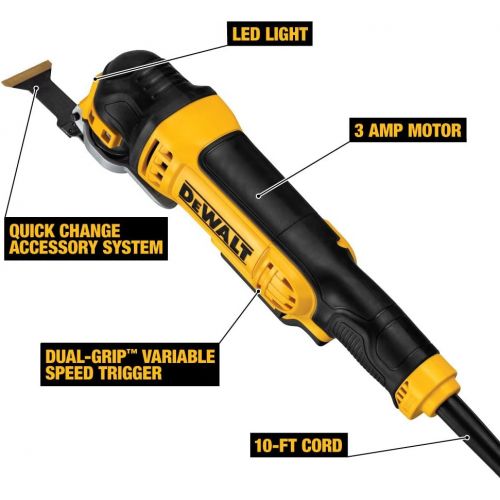  DEWALT Oscillating Tool Kit, Corded, 3-Amp, 29 Pieces (DWE315K)