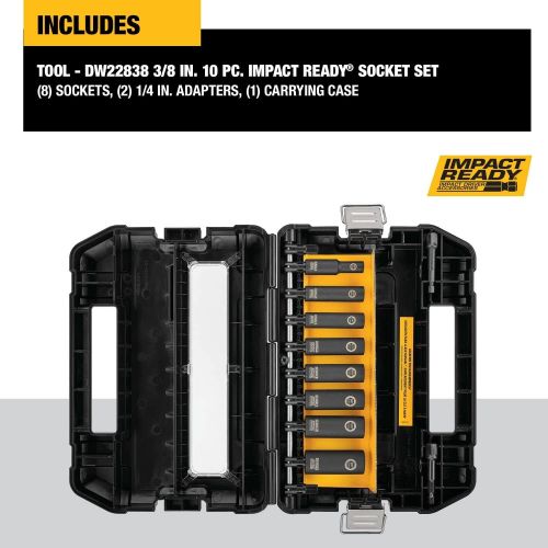  DEWALT 디월트 DW22838 3/8-Inch 10-Piece Impact Ready Socket Set 3/8인치 10피스 임팩트 레디 소켓 세트