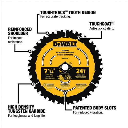  DEWALT DWA1612CMB 6-1/2-Inch 18/24-Tooth Circular Saw Blade, Combo 2-Pack