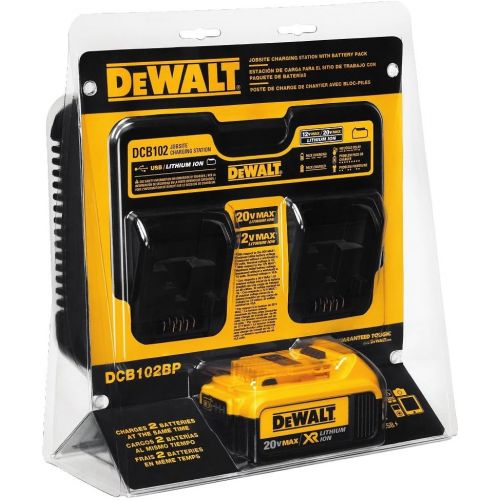  DEWALT 20V MAX Charging Station for Jobsite with 4Ah Battery Pack (DCB102BP)