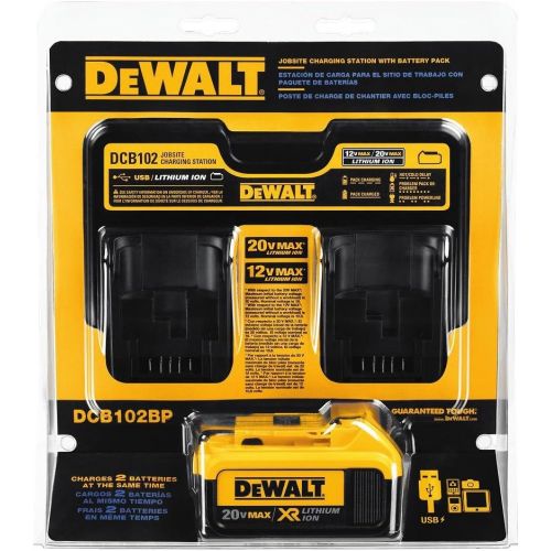  DEWALT 20V MAX Charging Station for Jobsite with 4Ah Battery Pack (DCB102BP)