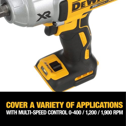  DEWALT 20V MAX XR Cordless Impact Wrench Kit with Detent Anvil, 1/2-Inch (DCF899P2)