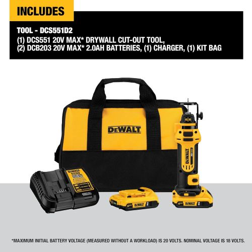  DEWALT DCS551D2 20V Max Lithium Ion Cordless Drywall Cut-Out Tool Kit