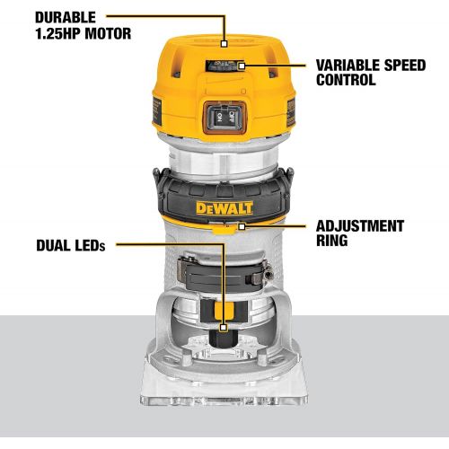  DEWALT Router, Fixed Base, Variable Speed, 1-1/4-HP Max Torque (DWP611)