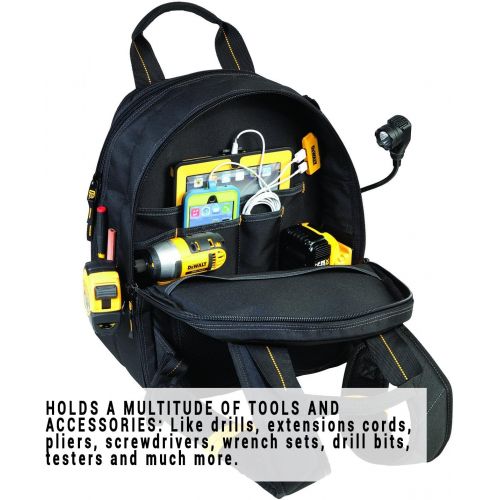  DEWALT DGCL33 33-Pocket Lighted USB Charging Tool Backpack