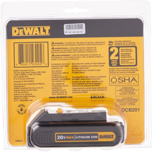  DEWALT 20V MAX Battery, Compact 1.5Ah (DCB201)