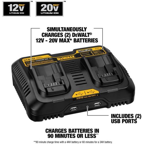  DEWALT 12/20V MAX Charging Station/Dual Charger for Jobsite (DCB102)