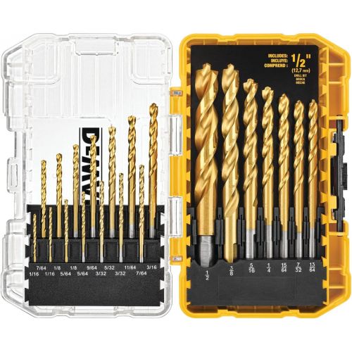  DEWALT Titanium Drill Bit Set, Pilot Point, 21-Piece (DW1361)