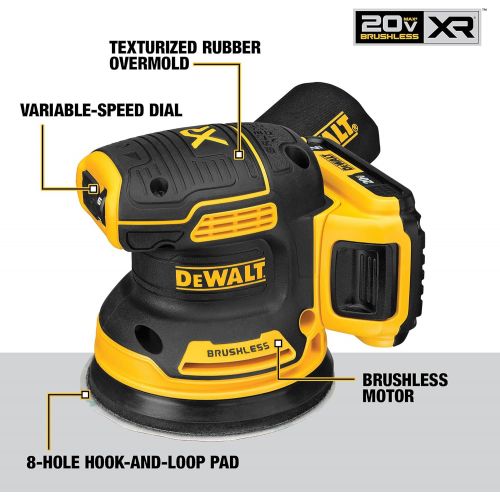  DEWALT 20V MAX Random Orbit Sander, 5-Inch, Cordless Kit (DCW210D1)