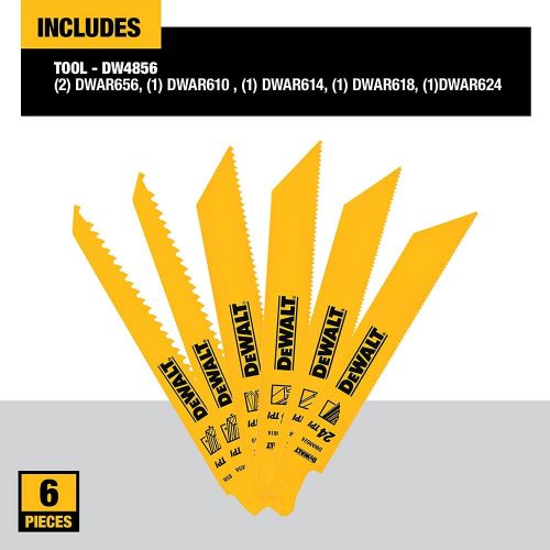  DEWALT Reciprocating Saw Blades, Metal/Wood Cutting Set, 6-Piece (DW4856)