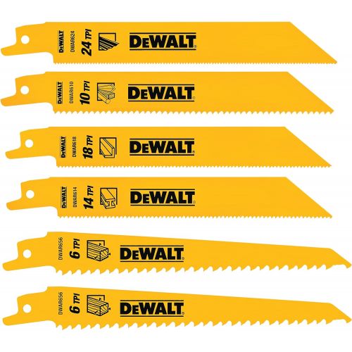  DEWALT Reciprocating Saw Blades, Metal/Wood Cutting Set, 6-Piece (DW4856)
