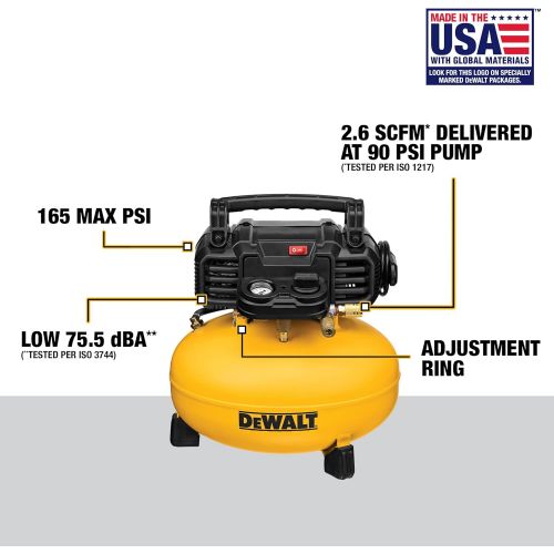  DEWALT Pancake Air Compressor, 6 Gallon, 165 PSI (DWFP55126)