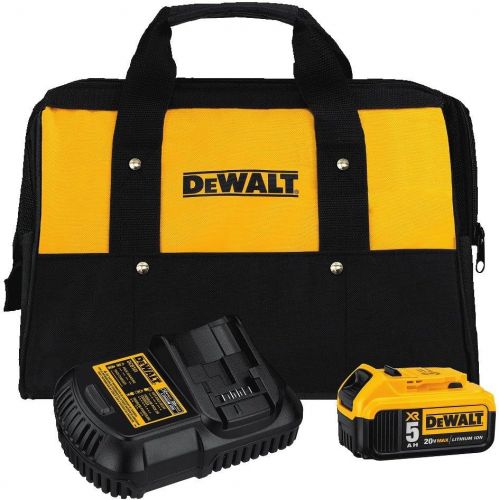  DEWALT 20V MAX Battery and Charger Kit with Bag, 5.0Ah (DCB205CK)