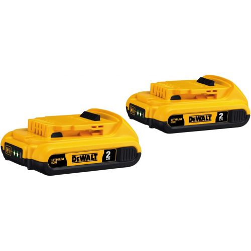  DEWALT 20V MAX Battery, Compact 2.0Ah Double Pack (DCB203-2), Yellow