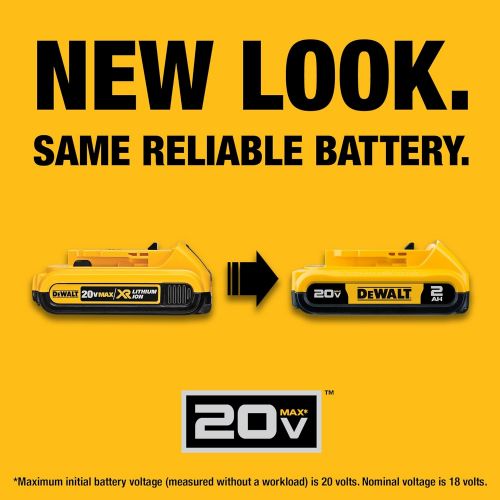  DEWALT 20V MAX Battery, Compact 2.0Ah Double Pack (DCB203-2), Yellow