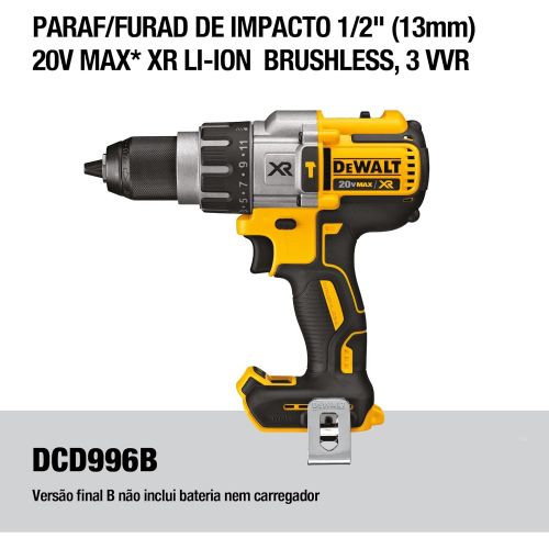  DEWALT 20V MAX XR Hammer Drill Kit, Brushless, 3-Speed, Tool Only (DCD996B)