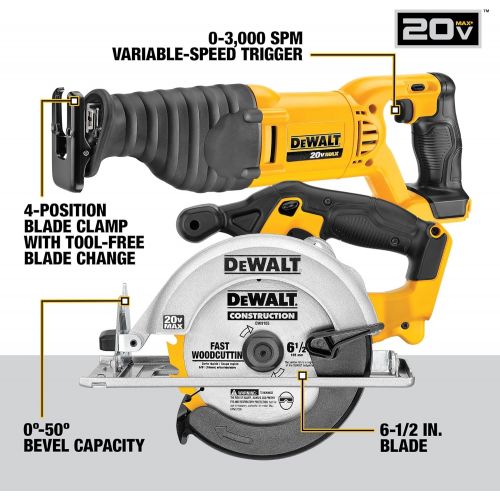  DEWALT 20V MAX Combo Kit, Compact 6-Tool (DCK620D2)