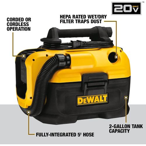  DEWALT 18/20V Max Vacuum, Wet/Dry (DCV581H)