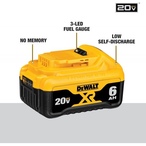  DEWALT (DCB206-2) 20V MAX Battery, Premium 6.0Ah Double Pack