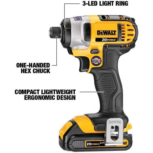  DEWALT 20V MAX Impact Driver Kit, 1/4-Inch (DCF885C1)