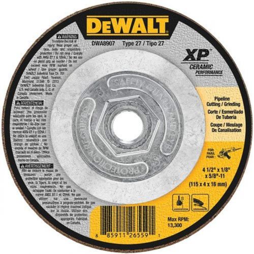  DEWALT DWA8907 Extended Performance Pipeline Grinding 4-1/2-Inch x 1/8-Inch x 5/8-Inch -11 Ceramic Abrasive