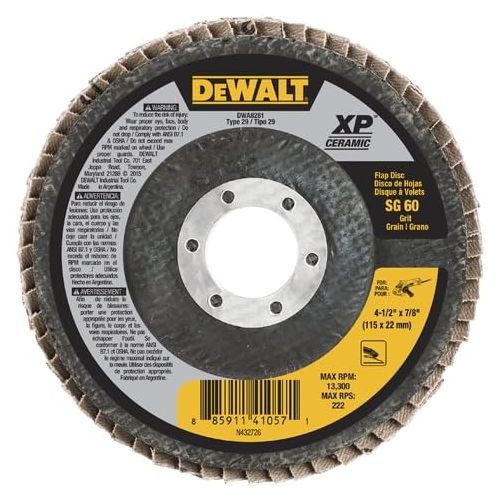  DEWALT DWA8281 60G T29 XP Ceramic Flap Disc, 4-1/2 x 7/8