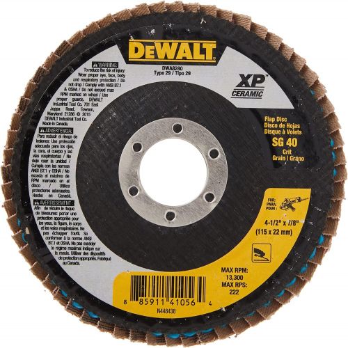  DEWALT DWA8281 60G T29 XP Ceramic Flap Disc, 4-1/2 x 7/8