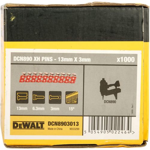  Visit the DEWALT Store DEWALT DCN8903013 Clavos para DCN890-liga de Metal (XD) (3.0mm x 13mm), Multi-Coloured