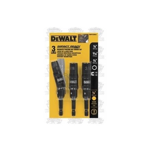  DEWALT 3PC MAGNETIC IMPACT READY PIVOTING NUTDRIVER SET