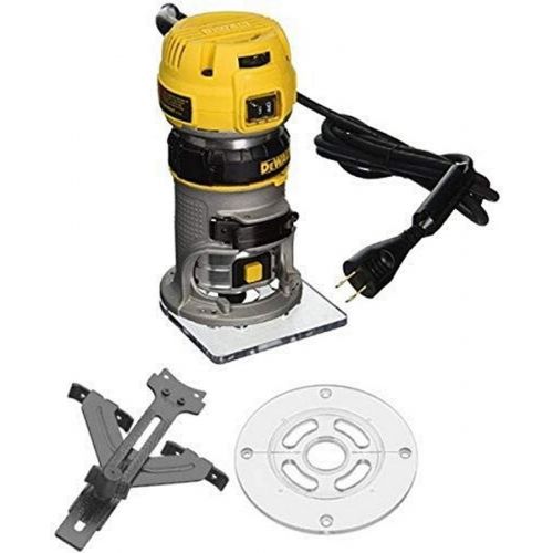  DEWALT DWP611 1.25 HP Max Torque Variable Speed Compact Router with LEDs with Edge Guide and Round Sub Base