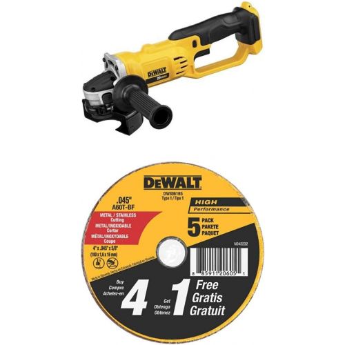  Dewalt DCG412B 20V MAX Lithium Ion 4-1/2 grinder (Tool Only) with 4-Inch by 0.045-Inch Metal and Stainless Cutting Wheel, 5/8-Inch Arbor, 5-Pack