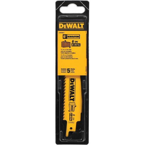  Dewalt DW4862 6 6TPI Demolition Bi-Metal Reciprocating Saw Blade (5 pack