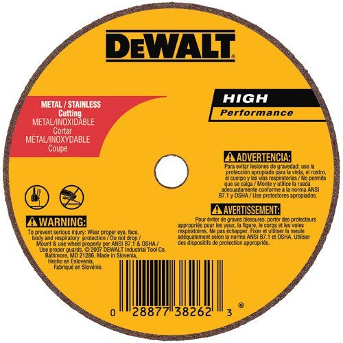  DeWalt 3 x 1/16 x 3/8 A36T Metal Thin Cut-Off Wheel - Type 1 Part No. DW8705