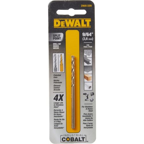  DEWALT Drill Bit, Pilot Point, Industrial Cobalt, 9/64-Inch (DWA1209)