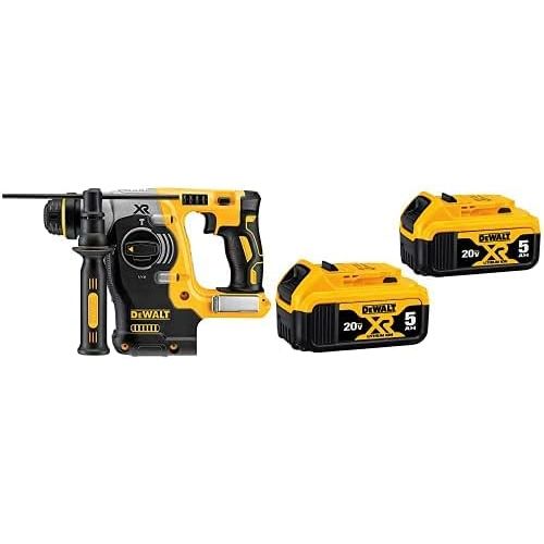  DEWALT DCH273B 20V Max Brushless SDS Rotary Hammer Bare Tool with 20V MAX XR 5.0Ah Lithium Ion Battery, 2-Pack