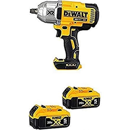  DEWALT DCF899HB 20V MAX XR Brushless High Torque 1/2 Impact Wrench with Hog Ring Anvil with 20V MAX XR 5.0Ah Lithium Ion Battery, 2-Pack