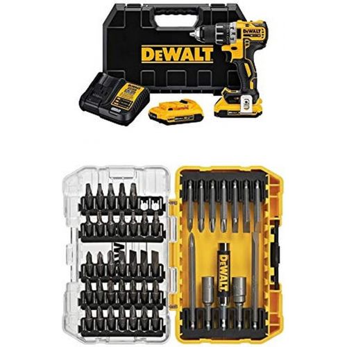  DEWALT DCD791D2 20V MAX XR Li-Ion 0.5 2.0Ah Brushless Compact Drill/Driver Kit with 45-Piece Screwdriving Set with Tough Case